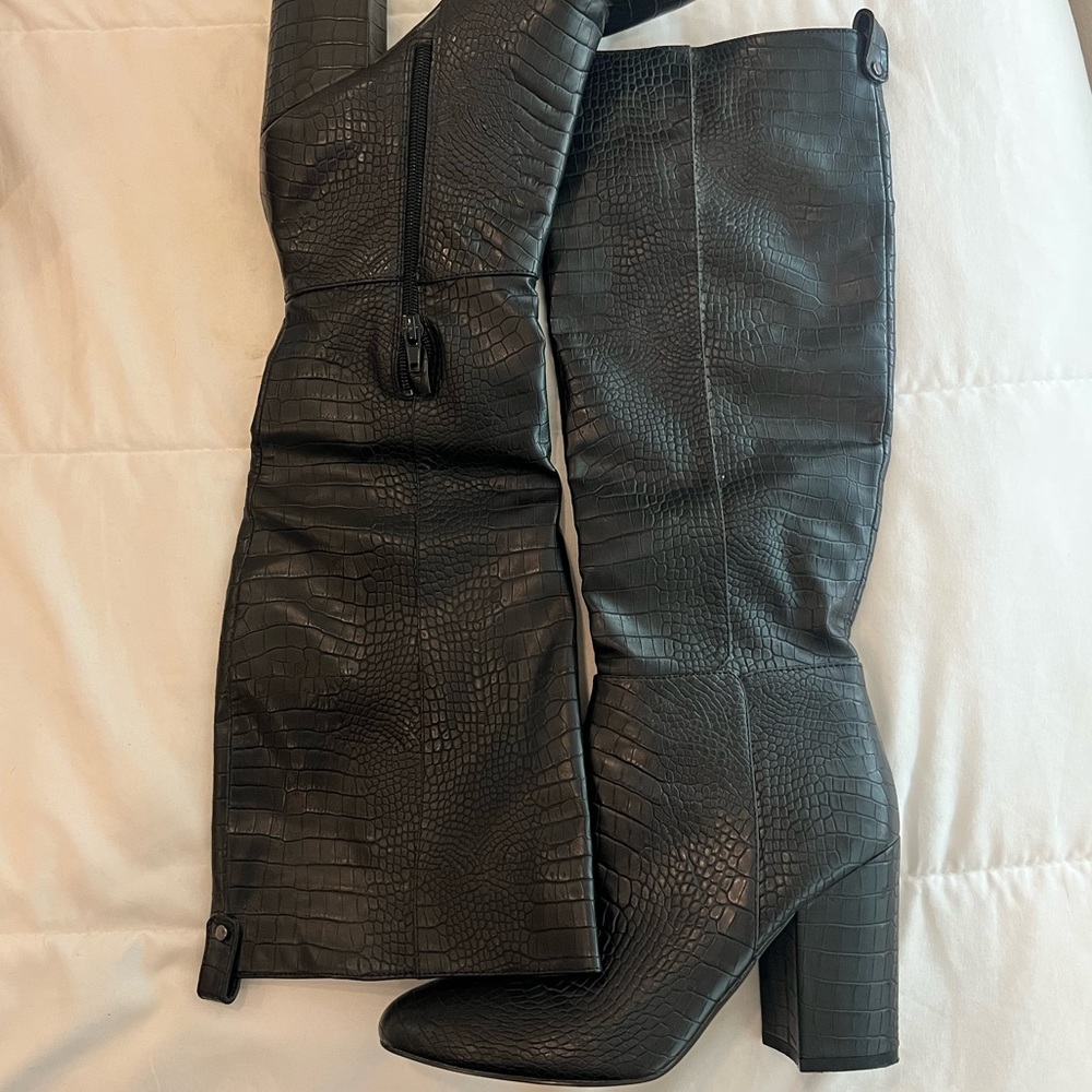 Black, tall, work once, Steve Madden boots